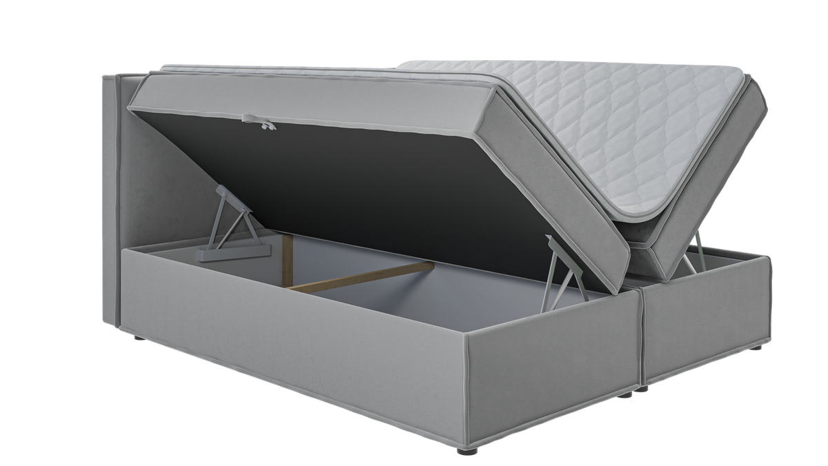 BOXBETT Eclipse 180/200 cm Grau Luxusmicrofaser - Schwarz/Grau, Holz/Kunststoff (180/200cm) - S-Style Möbel