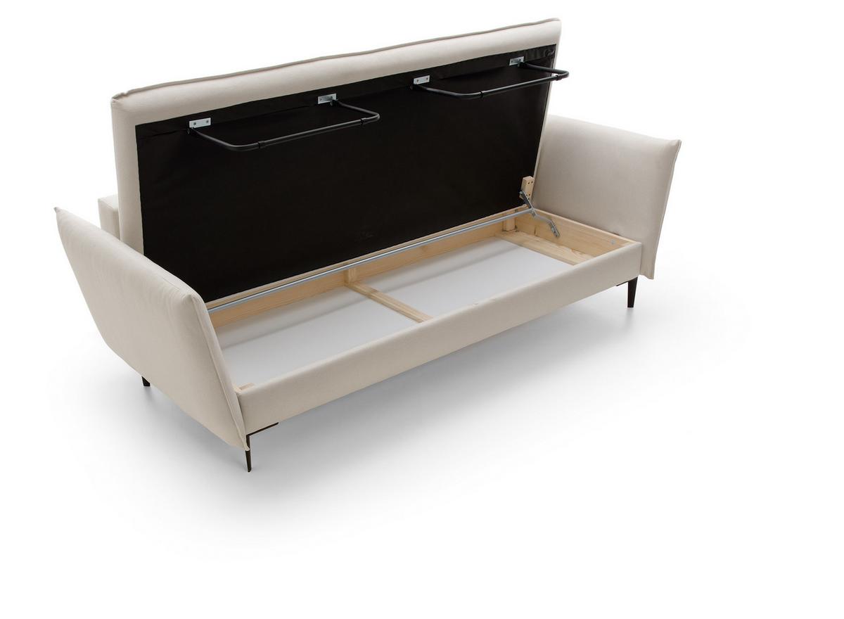 BETTSOFA SOLE Creme Geflochtener Stoff mit Schlaffunktion - Creme, Textil (105/90/237cm) - MASSENO