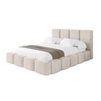 POLSTERBETT mit Bettkasten und Lattenrost, Bett mit Kopfteil, Boxbett ohne Matratze, Doppelbett mit Stauraum - NATA 120x200 Beige - Beige, Holzwerkstoff/Textil (120/200cm) - ALTDECOR