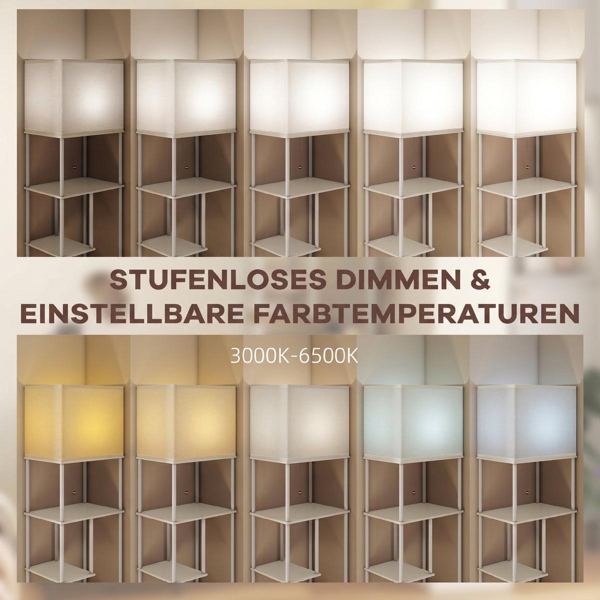 STEHLAMPE MDF Metall Weiß - Weiß, Holzwerkstoff (40/29/171cm) - HOMCOM