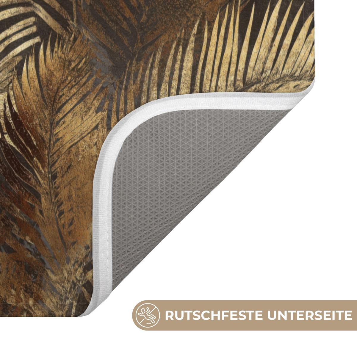 WC-VORLEGER Tropisch - Blätter - Gold WC Teppich 50x80 cm - Goldfarben, Textil (50/1cm) - OnlyWow