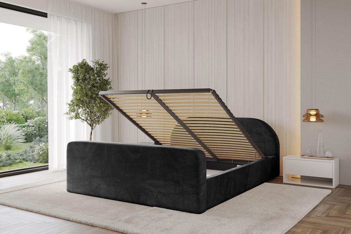 POLSTERBETT mit Bettkasten, Fußteil und Lattenrost, Boxbett mit Matratze H3/H4 - TIVON-Z-V1 180x200 Schwarz - Schwarz, Holzwerkstoff/Textil (180/200cm) - ALTDECOR