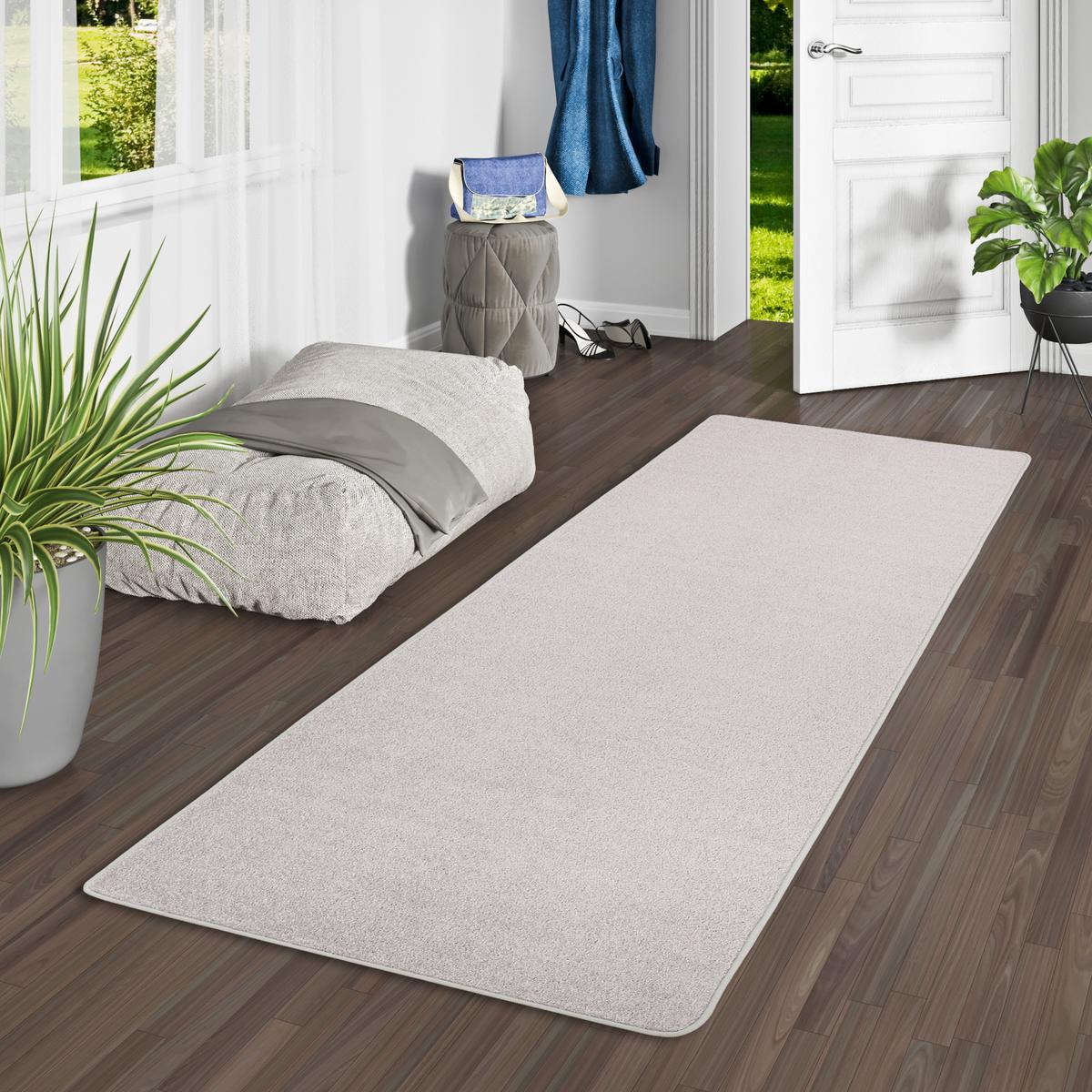 TREND VELOURS LÄUFER TEPPICH JOY - Hellgrau, Textil (100/100cm) - Snapstyle