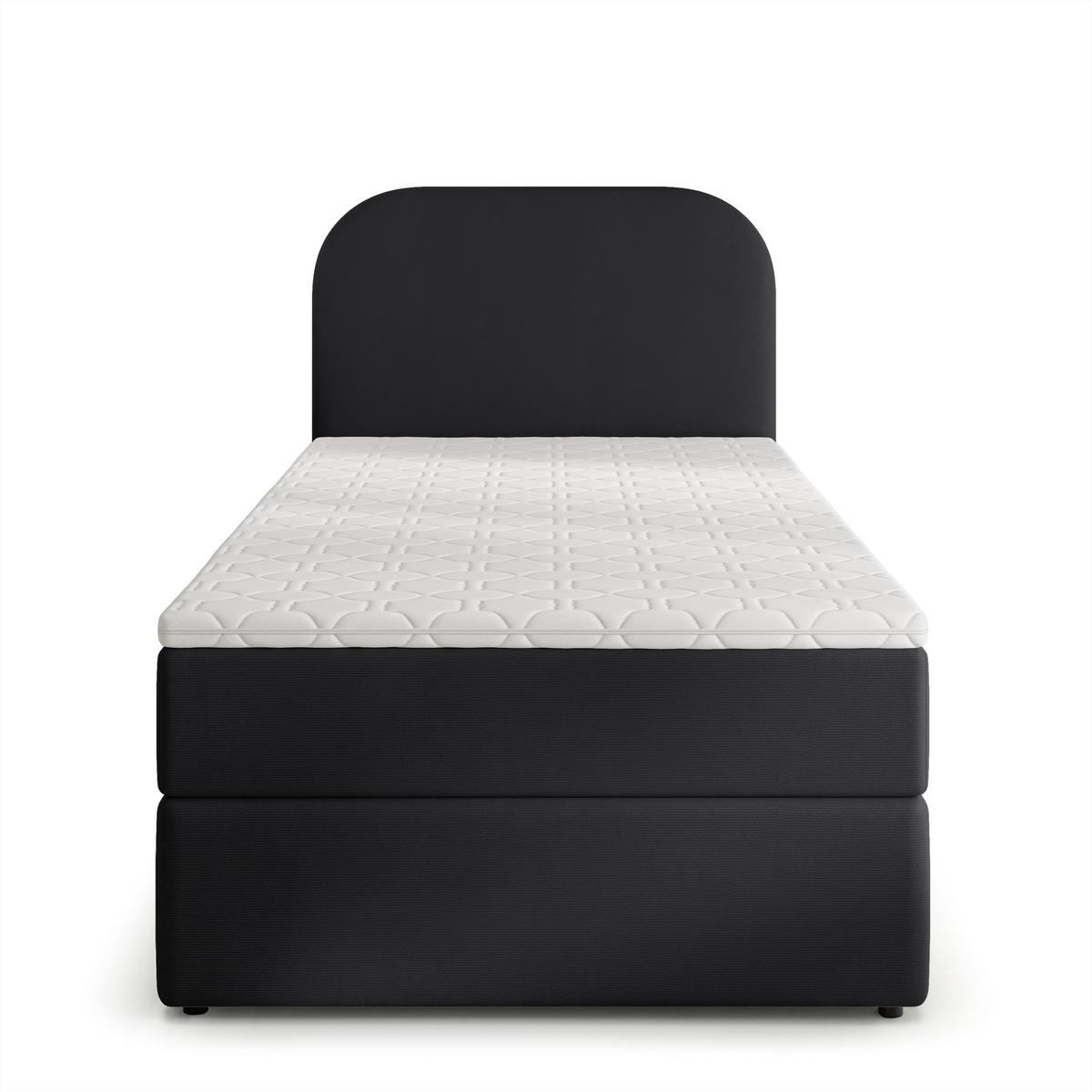 BOXBETT CERIA 100x200 cm mit Matratze und Topper - Schwarz - Schwarz, Holz/Textil (100/200cm) - MASSENO