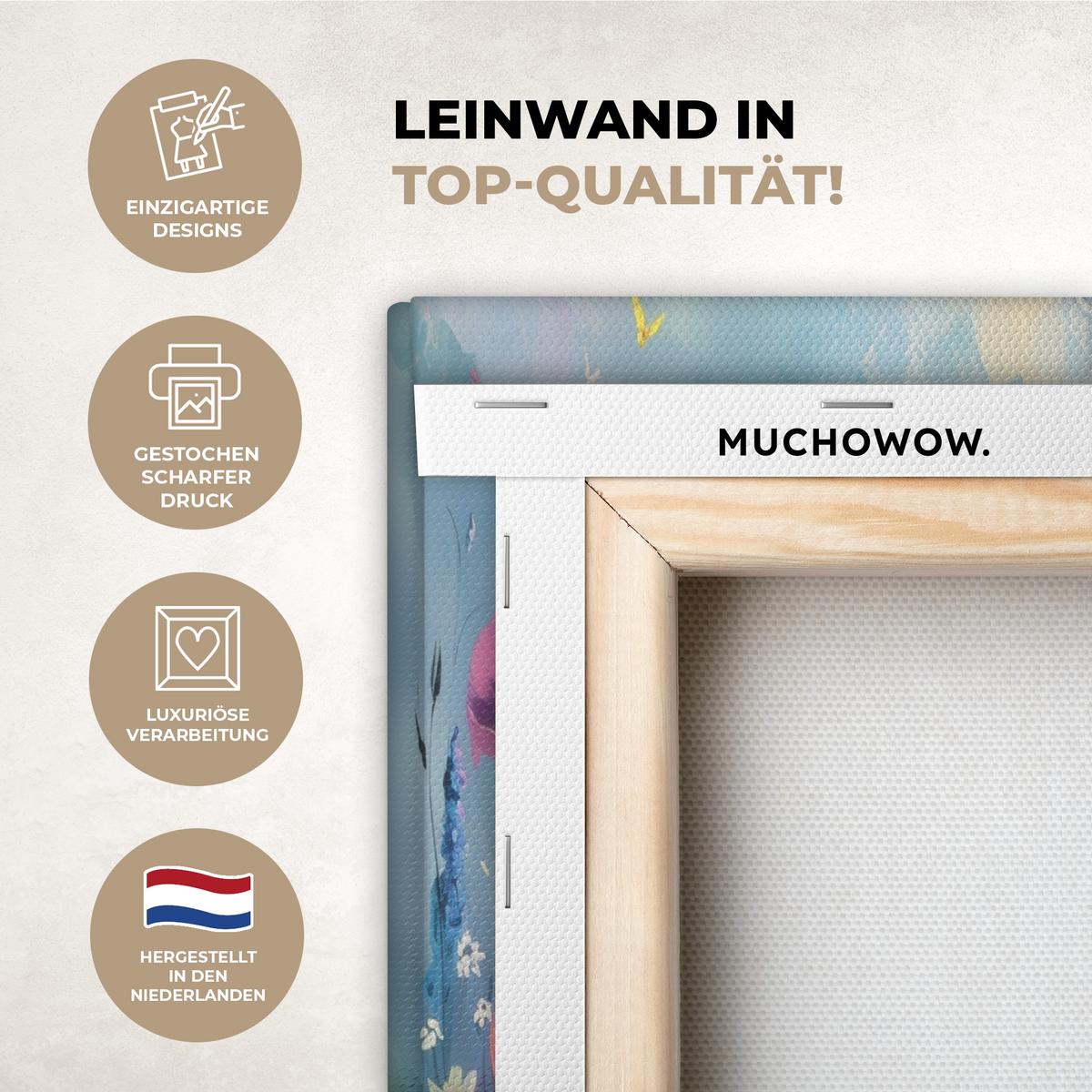 LEINWANDBILD 5er Set Blumen - Frühling - Farbenfroh - Sommerlich 150x80 cm - Orange, Textil (150/80cm) - MuchoWow