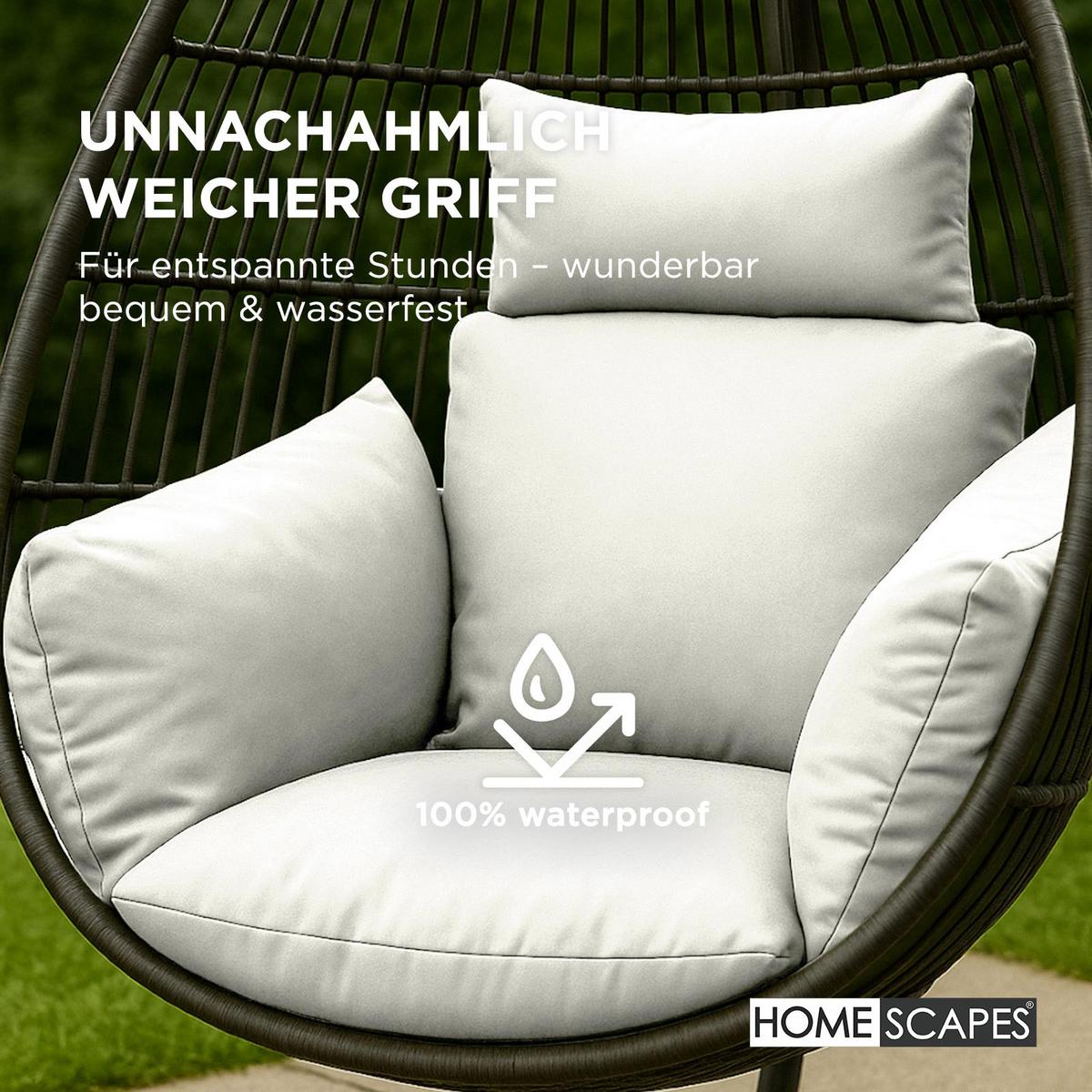 HÄNGESESSEL-KISSEN wetterfest mit Kopfstütze - Naturfarben, Textil (110/15/112cm) - Homescapes