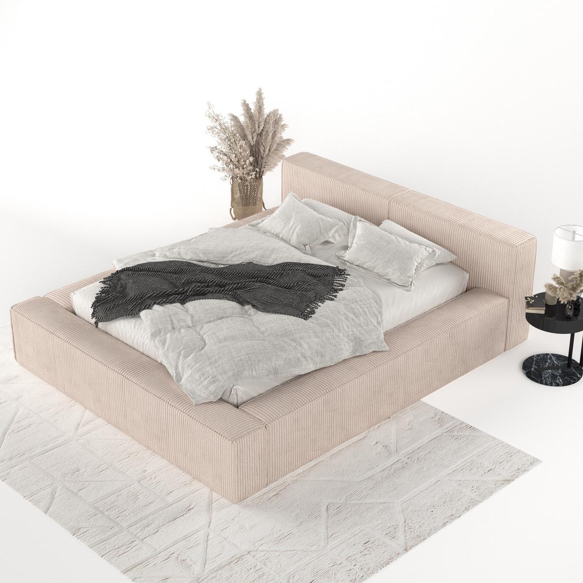 POLSTERBETT Casto mit Stauraum 180/200 cm Hellbeige im Poso Stoff - Beige/Schwarz, Holz/Holzwerkstoff (180/200cm) - AltaBeds