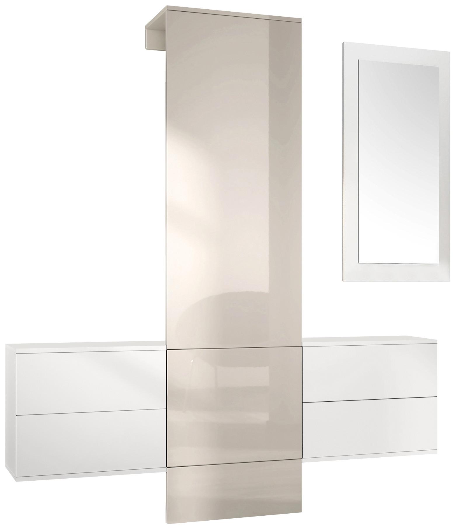 GARDEROBE Carlton Paneel in Sandgrau Hochglanz - Sandfarben, Holzwerkstoff (157/193/35cm) - Vladon