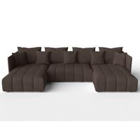 WOHNLANDSCHAFT Veliro U Braun 353/180/83 cm mit Schlaffunktion und Bettkasten - Schwarz/Braun, Kunststoff/Textil (353/83/180cm) - AX Living