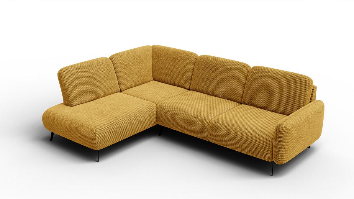 ECKSOFA FEBE 5-Sitzer links, dunkelgelb - Gelb/Schwarz, Holz/Textil (271/190cm) - Wozimo