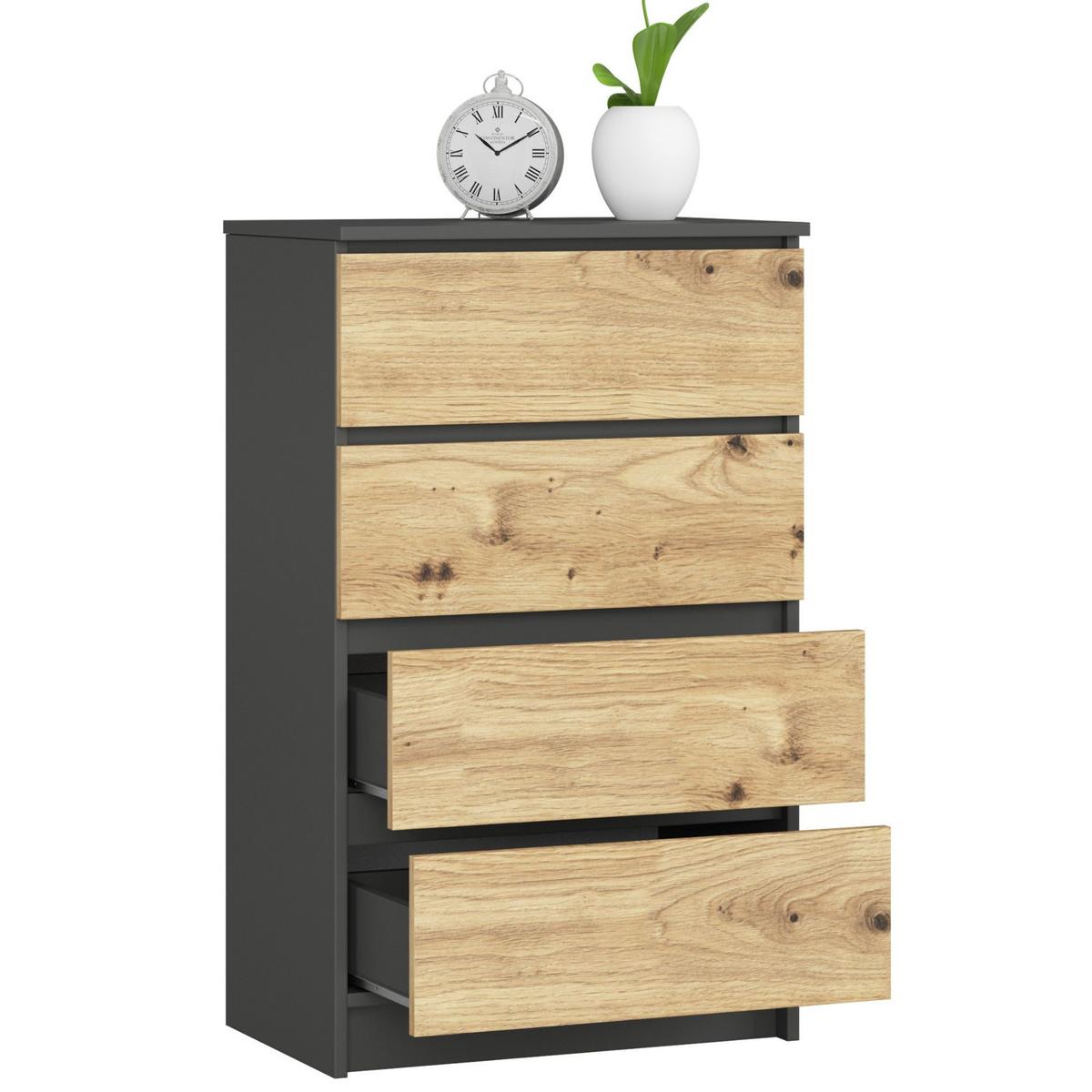 KOMMODE Graphit Grau, Eiche Artisan 99/60/40 - Eiche Artisan, Holzwerkstoff (60/99/40cm) - RAUMHIRSCH FURNITURE