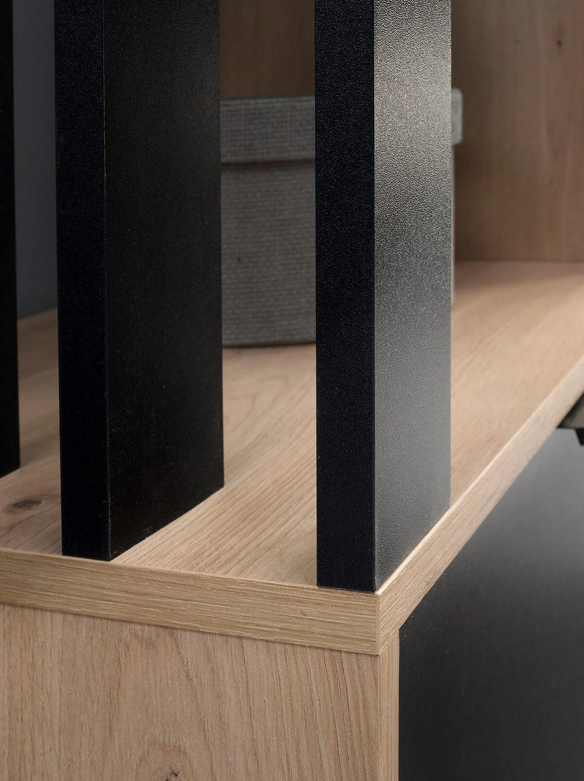 GARDEROBENSCHRANK Limo mit Spiegel und Sitzbank, Eiche Artisan+schwarz - Eiche Artisan, Holzwerkstoff (100/190/33cm) - Beautysofa