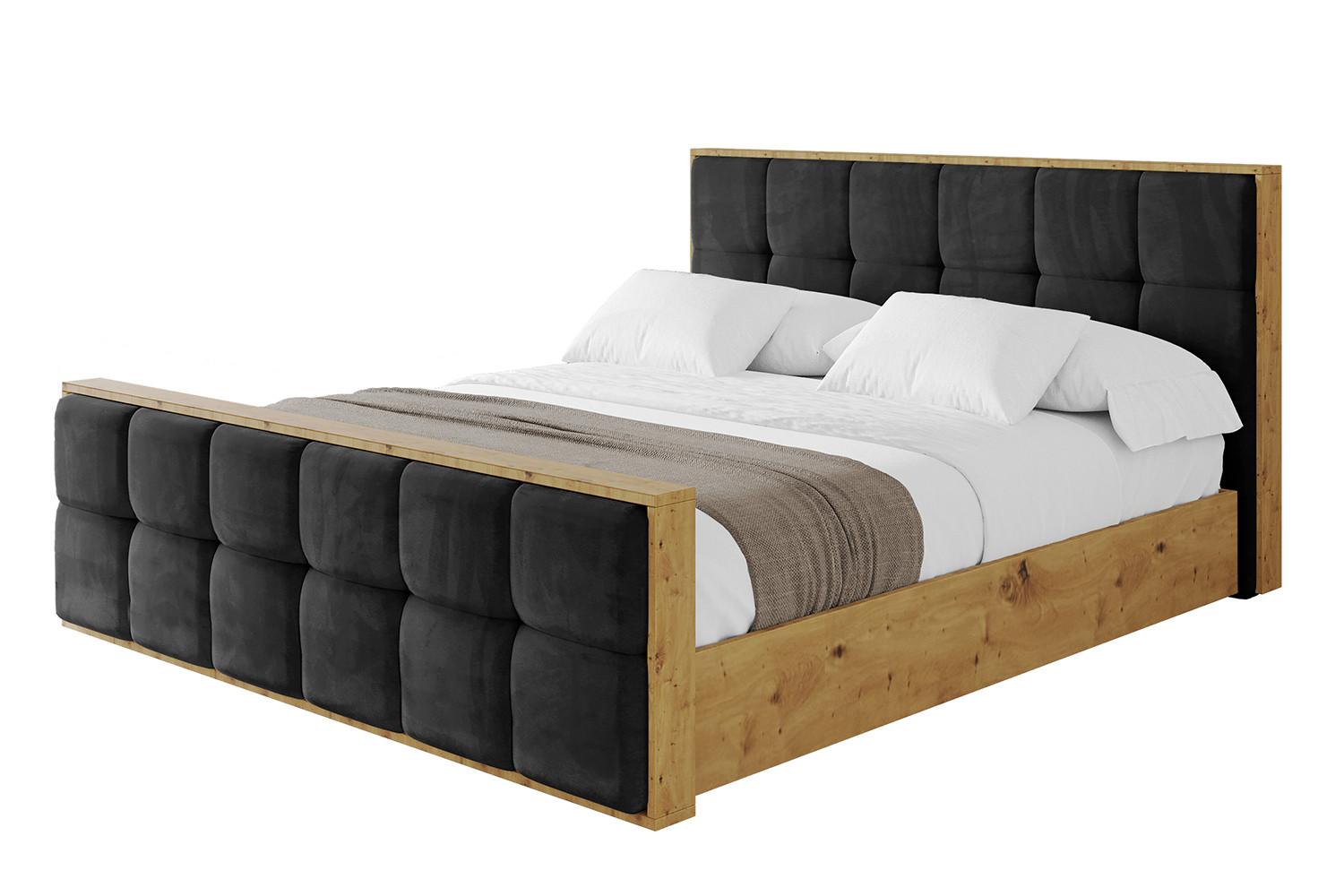 POLSTERBETT mit Bettkasten, Fußteil und Lattenrost, Boxbett ohne Matratze - ENZO7-Z 160x200 - Schwarz, Holzwerkstoff/Textil (160/200cm) - ALTDECOR