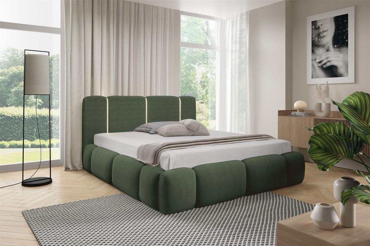 POLSTERBETT Springs - Grün, Holzwerkstoff/Textil (200/200cm) - Fun Möbel