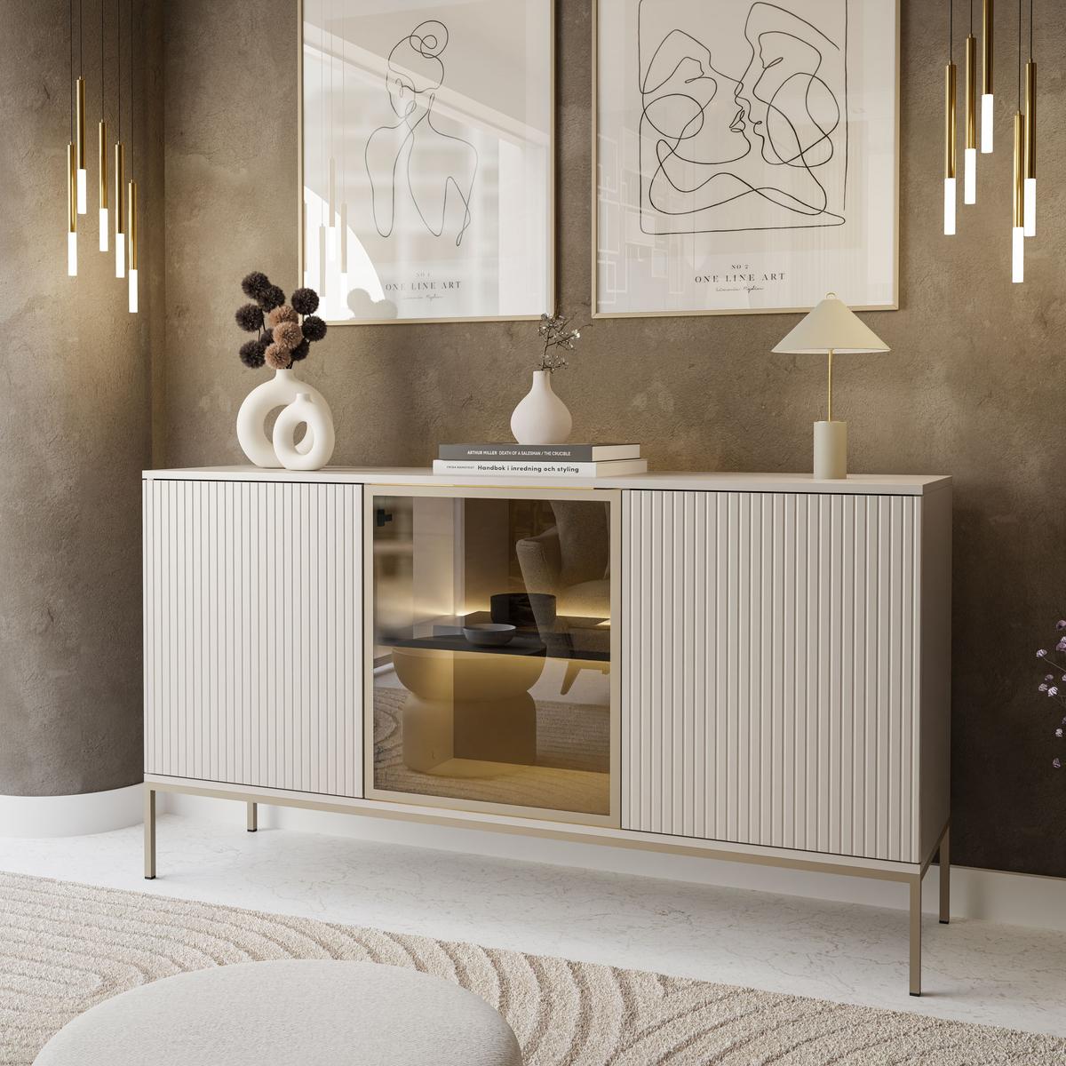 SIDEBOARD ECLIPSE K154 mit Beleuchtung,KASCHMIR - Kaschmir, Holzwerkstoff (154/83/39cm) - Lookway