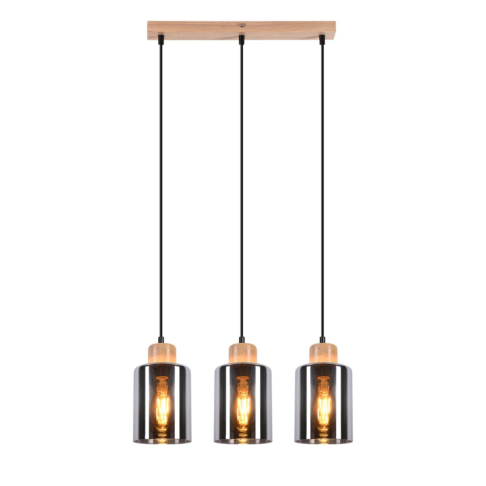 PENDELLEUCHTE Rynnf 42/12/146.5 cm - Hellbraun, Glas/Holz (42/12/146.5cm) - ZMH