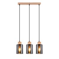 PENDELLEUCHTE Rynnf 42/12/146.5 cm - Hellbraun, Glas/Holz (42/12/146.5cm) - ZMH