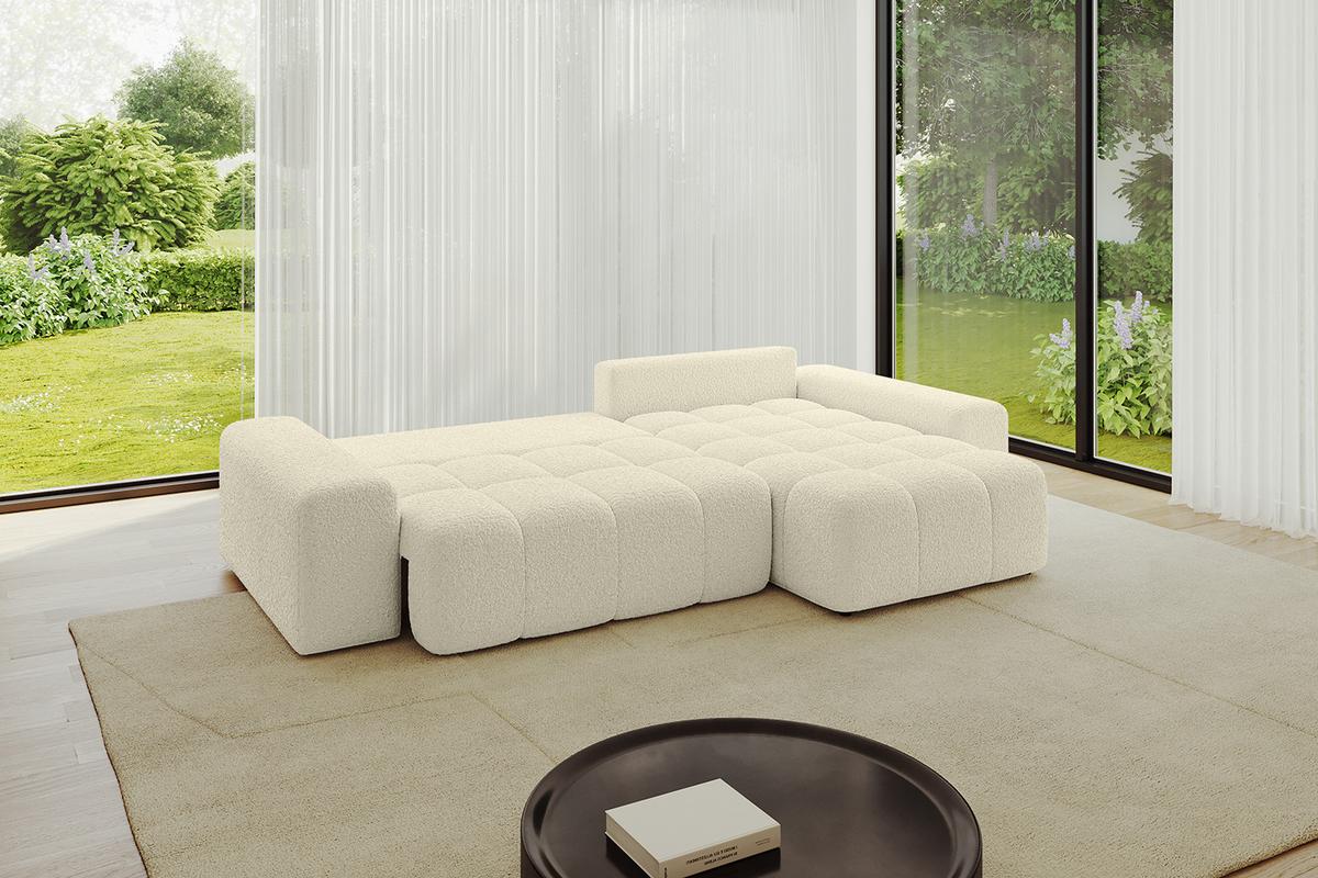 ECKSOFA Ottomane rechts ENIL-L 297x189x68 Beige Bouclé - Hellbraun/Creme, Holzwerkstoff/Kunststoff (189/297cm) - ALTDECOR