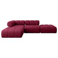 ECKSOFA modulares Sofa Kerru-L1 - 285x190x70 cm Bordeauxrot Velours - Bordeaux, Holzwerkstoff/Textil (285/190cm) - ALTDECOR