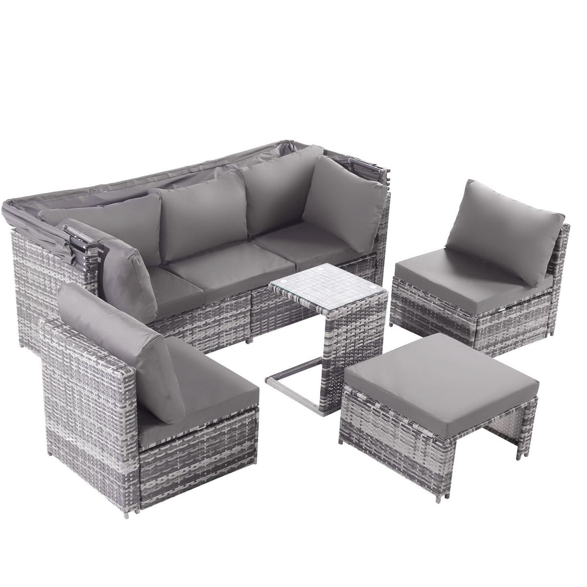 LOUNGEGARNITUR wetterfest - grau - Grau, Metall - Urban Meuble