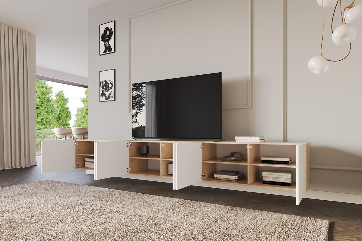 LOWBOARD ELIO-W 3x100x40x40 cm - Artisan / Weiß - Eiche Artisan, Holzwerkstoff (300/40/40cm) - ALTDECOR