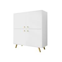 TÜRKOMMODE Siena 4D - Goldfarben/Weiß, Holzwerkstoff/Metall (100/112/41cm) - MIRJAN24