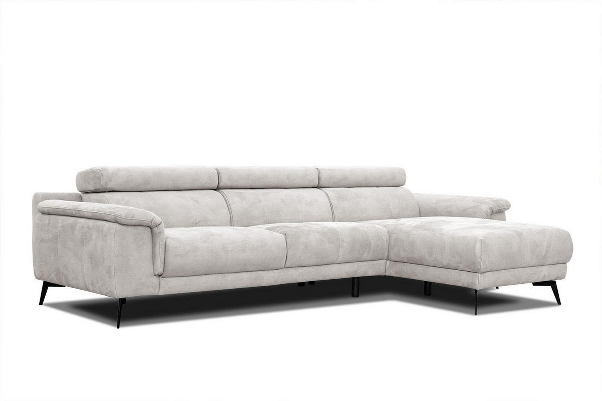 ECKSOFA FIERO 4-Sitzer, ecru - Ecru/Schwarz, Holzwerkstoff/Textil (288/170cm) - Wozimo
