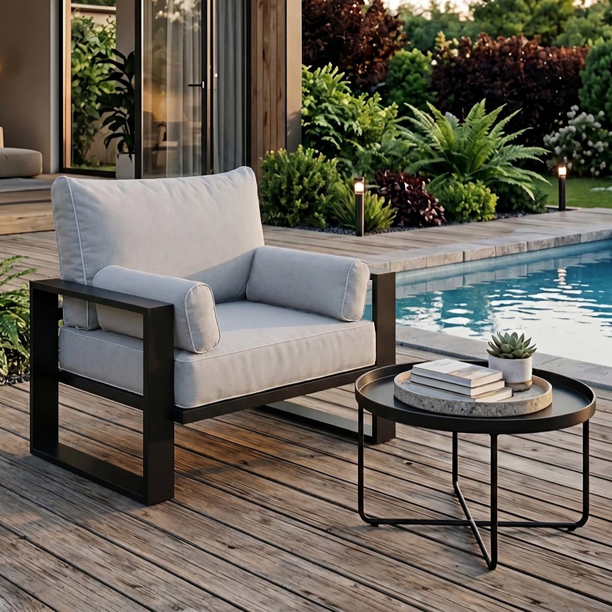 LOUNGESESSEL Verdino mit Metallrahmen Hellgrau - Hellgrau, Metall (94/90/87cm) - Beautysofa