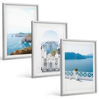 BILDER SET 3er Set - 40x60 cm Silberner Rahmen - Meeresarchitektur Griechenlands - Silberfarben, Kunststoff (40/60cm) - TULUP