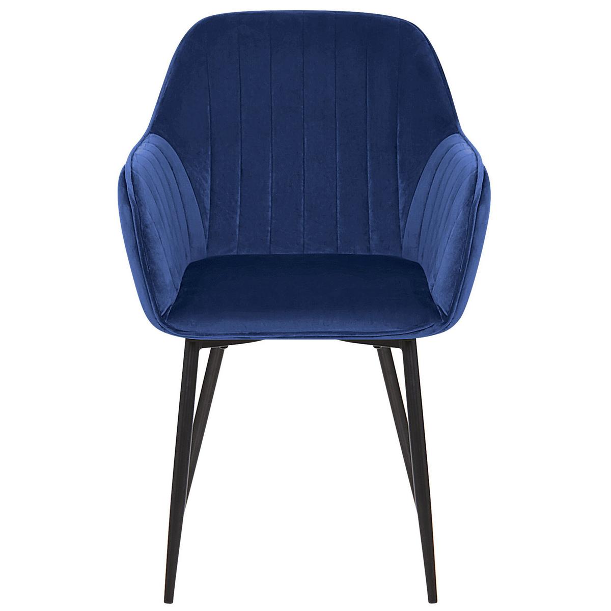 ESSZIMMERSTUHL 2er-Set Samtstoff Blau Wellston - Blau, Textil/Metall (58/86/43cm) - Beliani