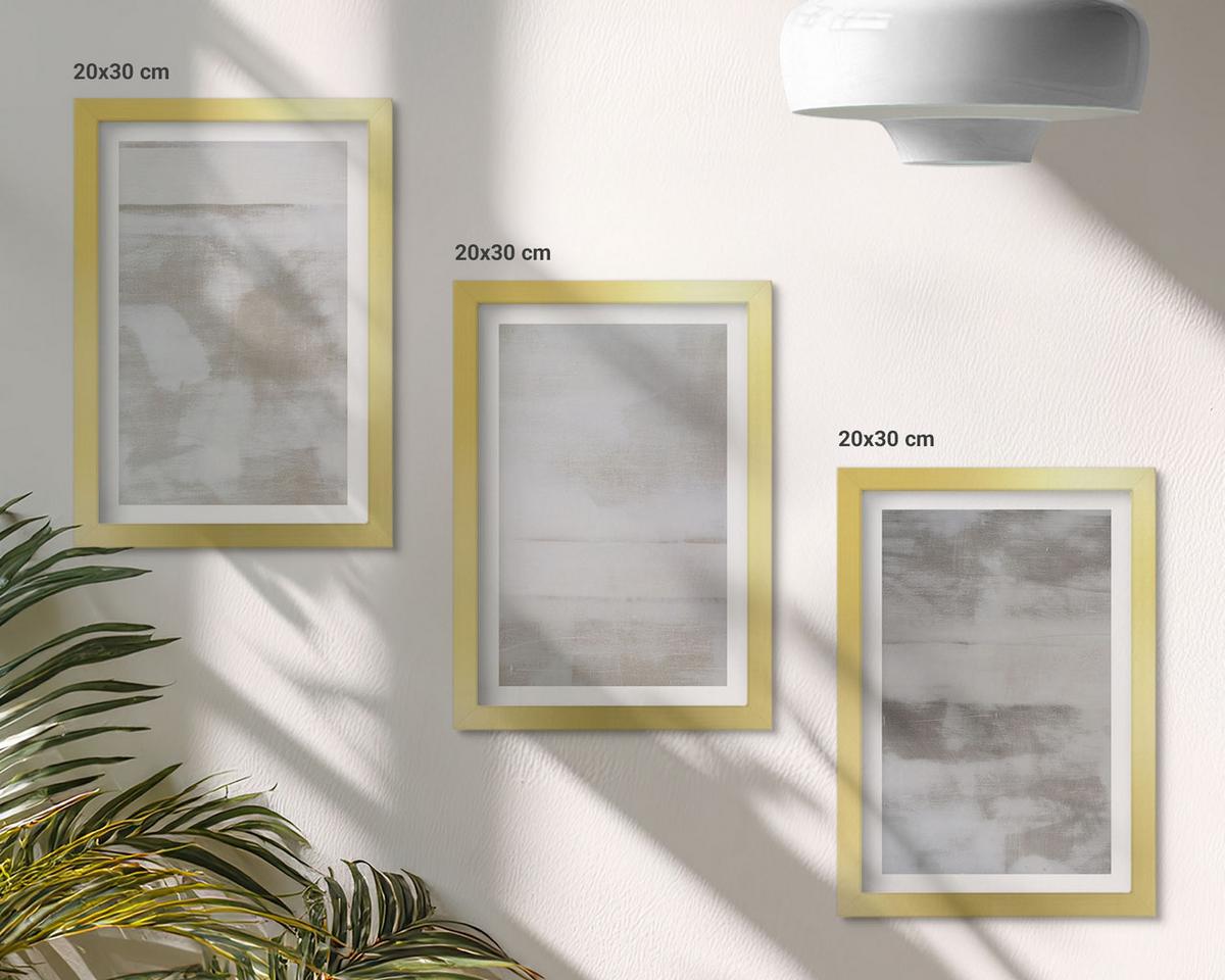 BILDER SET 3er Set - 20x30 cm Goldrahmen - Moderne, Used-Look-Texturen - Goldfarben, Kunststoff (20/30cm) - TULUP