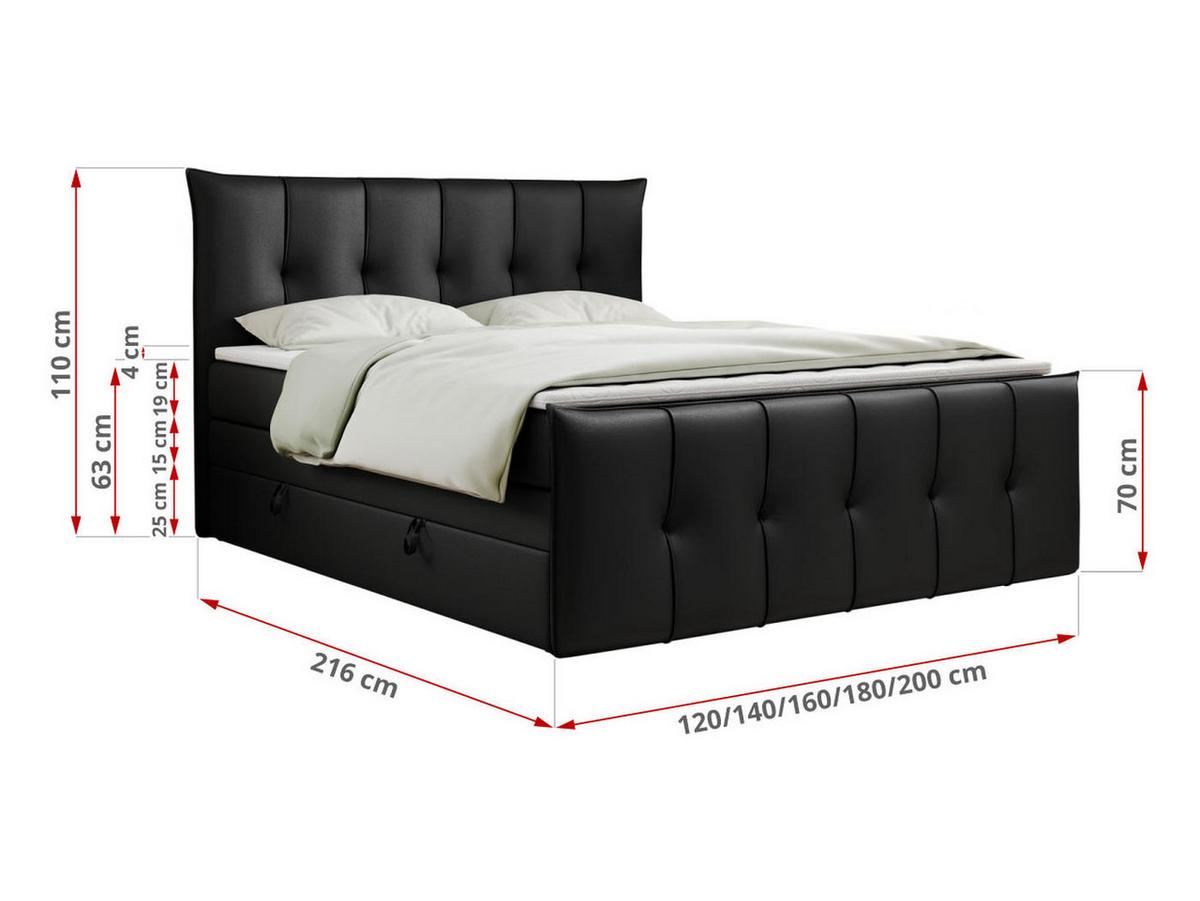 BOXSPRINGBETT PREMIUM 11 KING 180/200 Schwarz Kunstleder - H3 - Schwarz, Holz/Textil (180/200cm) - MKS