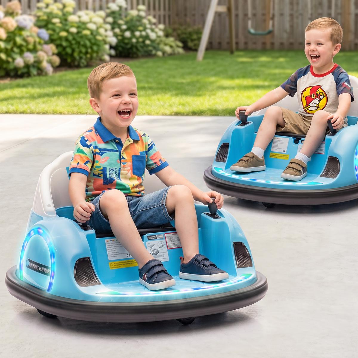 12V Kinder Autoscooter mit 2,4 G Fernbedienung, Elektro Bumper mit Musik - Blau, Kunststoff (66.5/64.5/39cm) - AIYAPLAY
