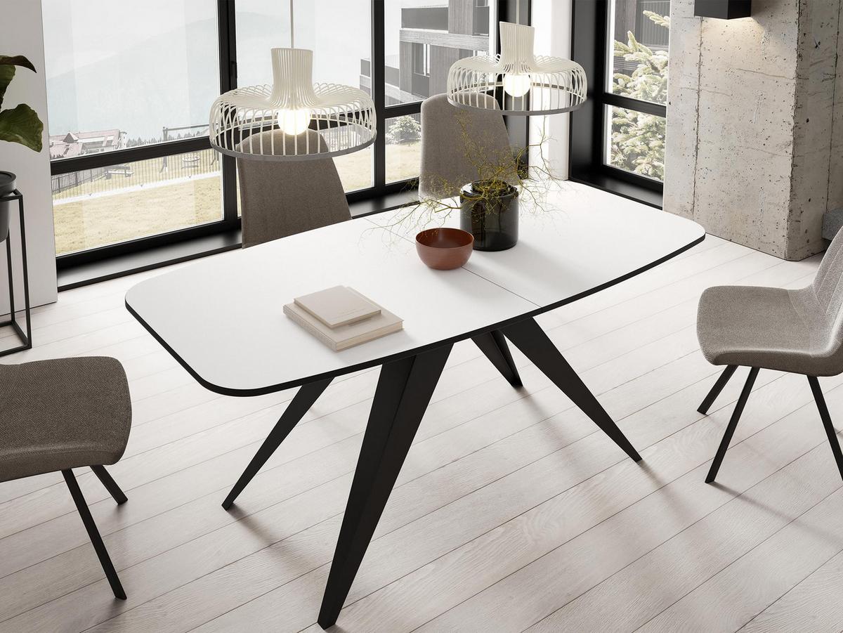 TISCH Ferro 160 - Schwarz/Weiß, Holzwerkstoff/Metall (80/160/76cm) - MIRJAN24