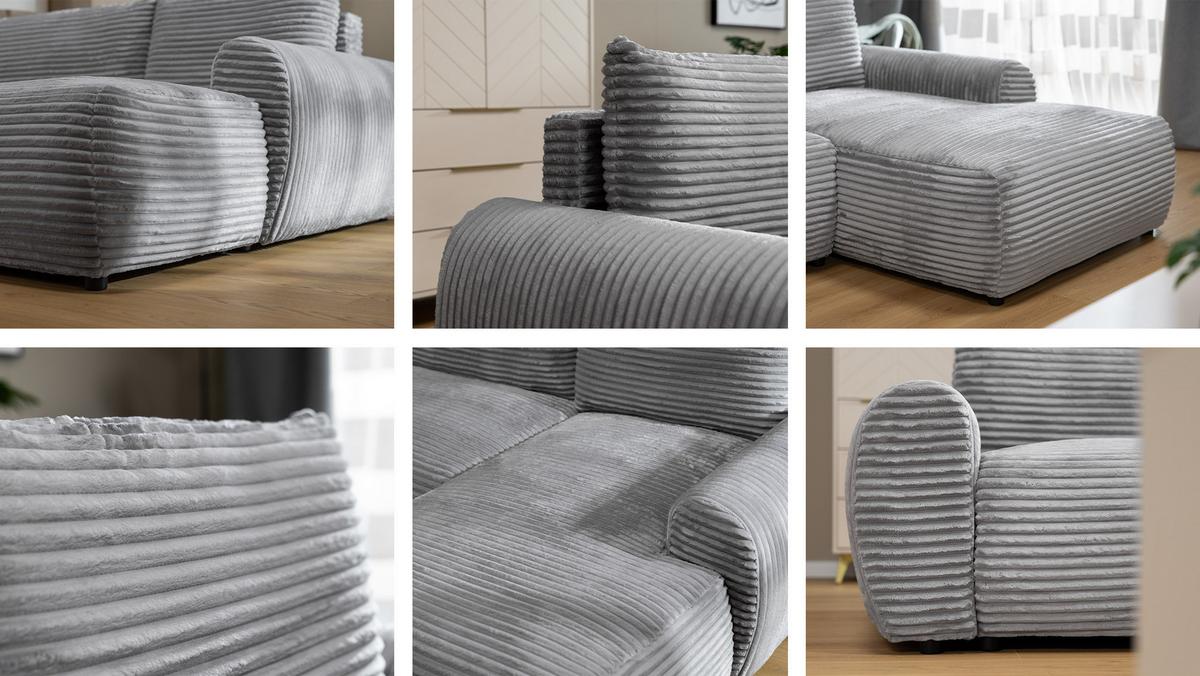 ECKSOFA Bello, Seite: Links - Schwarz/Naturfarben, Holz/Kunststoff (267/177cm) - MIRJAN24