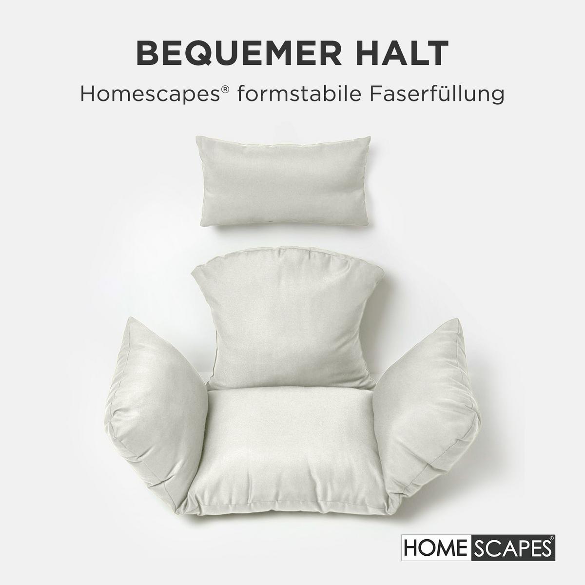 HÄNGESESSEL-KISSEN wetterfest mit Kopfstütze - Naturfarben, Textil (110/15/112cm) - Homescapes