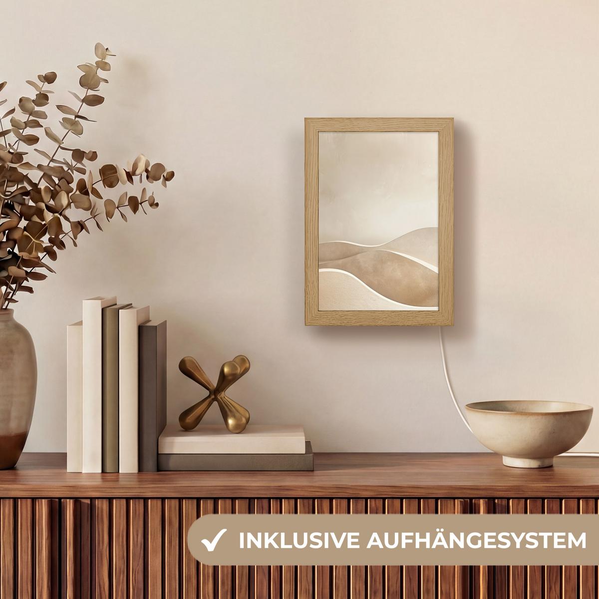 TISCHLEUCHTE Beige - Natur - Abstrakt - Modern 15x20 cm - Champagner, Holzwerkstoff (8/15/20cm) - OnlyWow