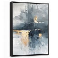 LEINWAND Bilder mit Rahmen - Kunst - Grau - Gold - Abstrakt - 30x40 - Dunkelgrau, Textil (30/40cm) - MuchoWow