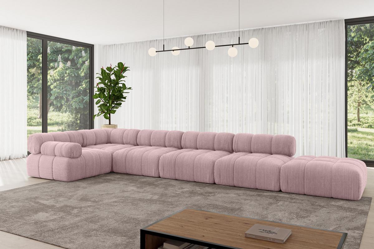ECKSOFA modulares Sofa Felto-L3 - 475x190x70 cm Rosa Cord - Rosa, Holzwerkstoff/Textil (475/190cm) - ALTDECOR