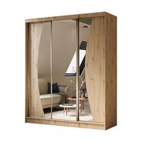 SCHWEBETÜRENSCHRANK VOCE 180/216/61 cm 3-türig mit Spiegel Eiche Artisan - Eiche Artisan, Holzwerkstoff (180/216/61cm) - MASSENO