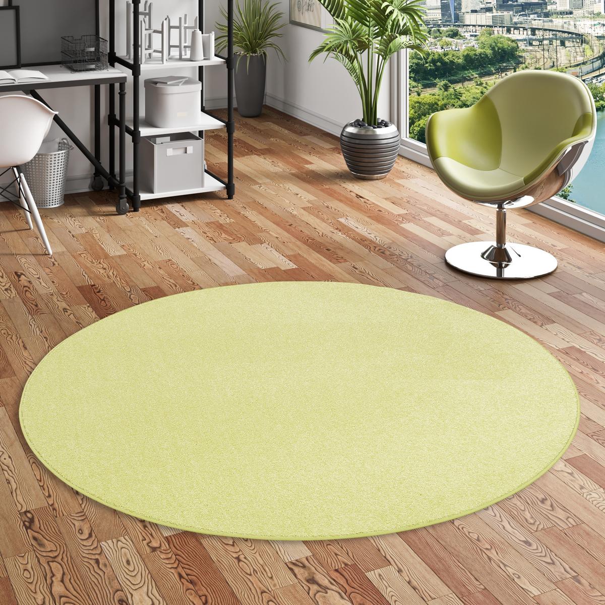 HOCHFLOR VELOURS TEPPICH LUNA RUND - Limette, Textil (200/200cm) - Snapstyle
