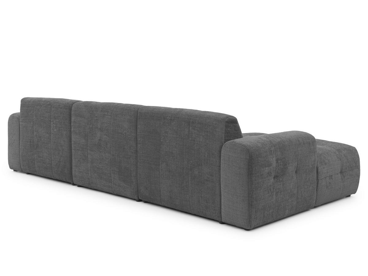 WOHNLANDSCHAFT Kozy im Bumpy-Design mit fester Rückenlehne aus weichem Grau Chenille-Stoff - Schwarz/Grau, Holz/Kunststoff (323/79/161cm) - S-Style