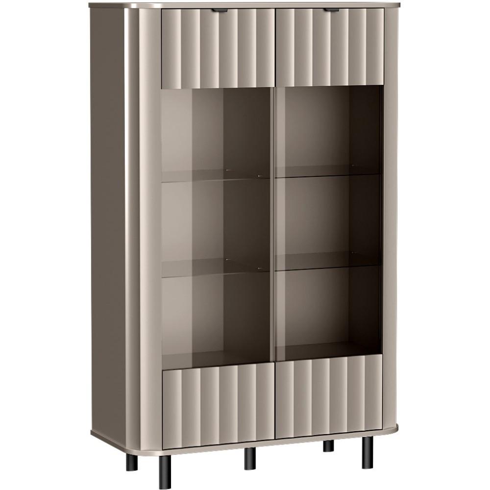 VITRINE Nevada mit zwei Türen 65 cm Taupe - Taupe/Schwarz, Holzwerkstoff/Metall (98/155/41cm) - Beautysofa