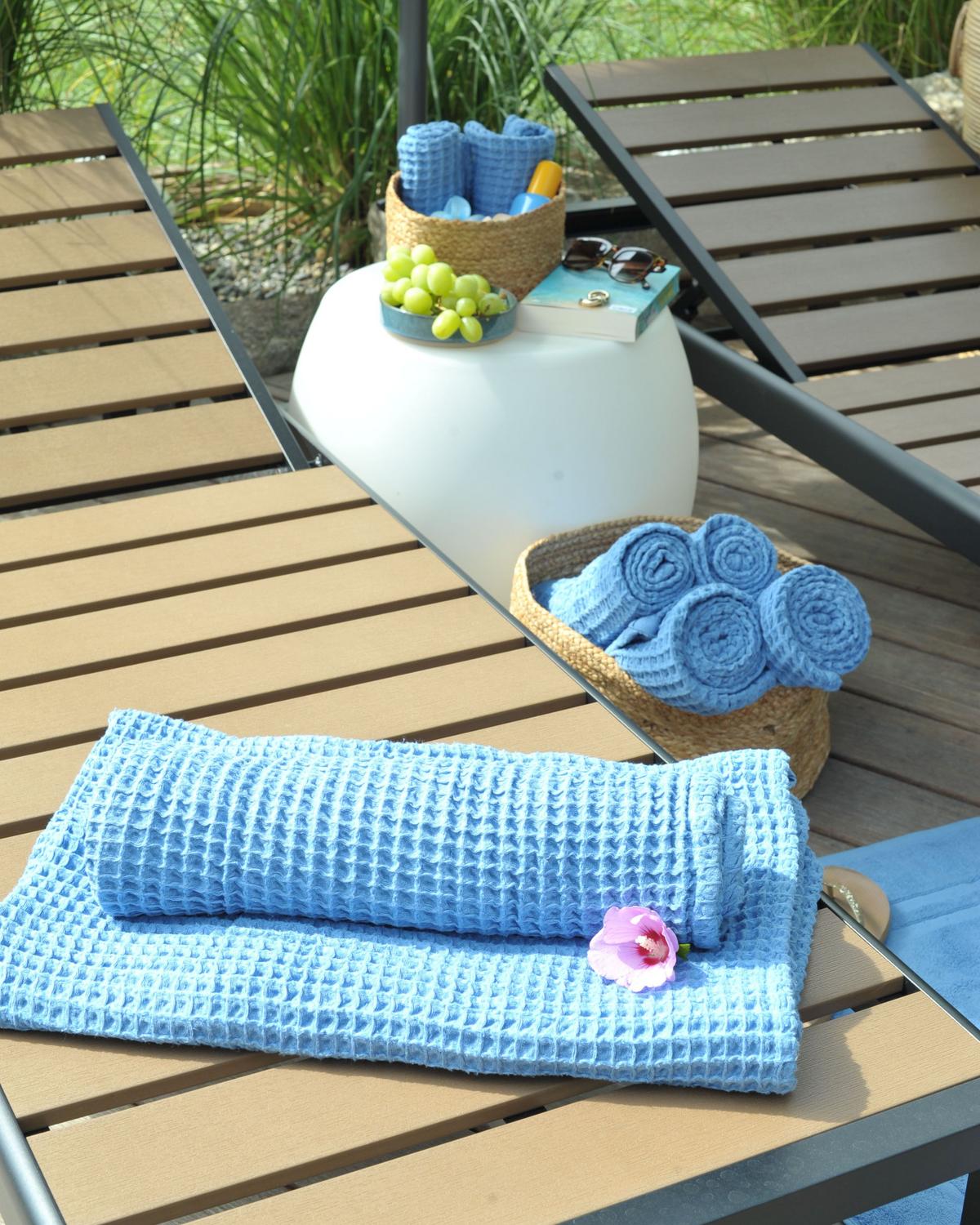 BADEHANDTUCH 11-teiligBlau Areora - Blau, Textil (100/150cm) - Beliani