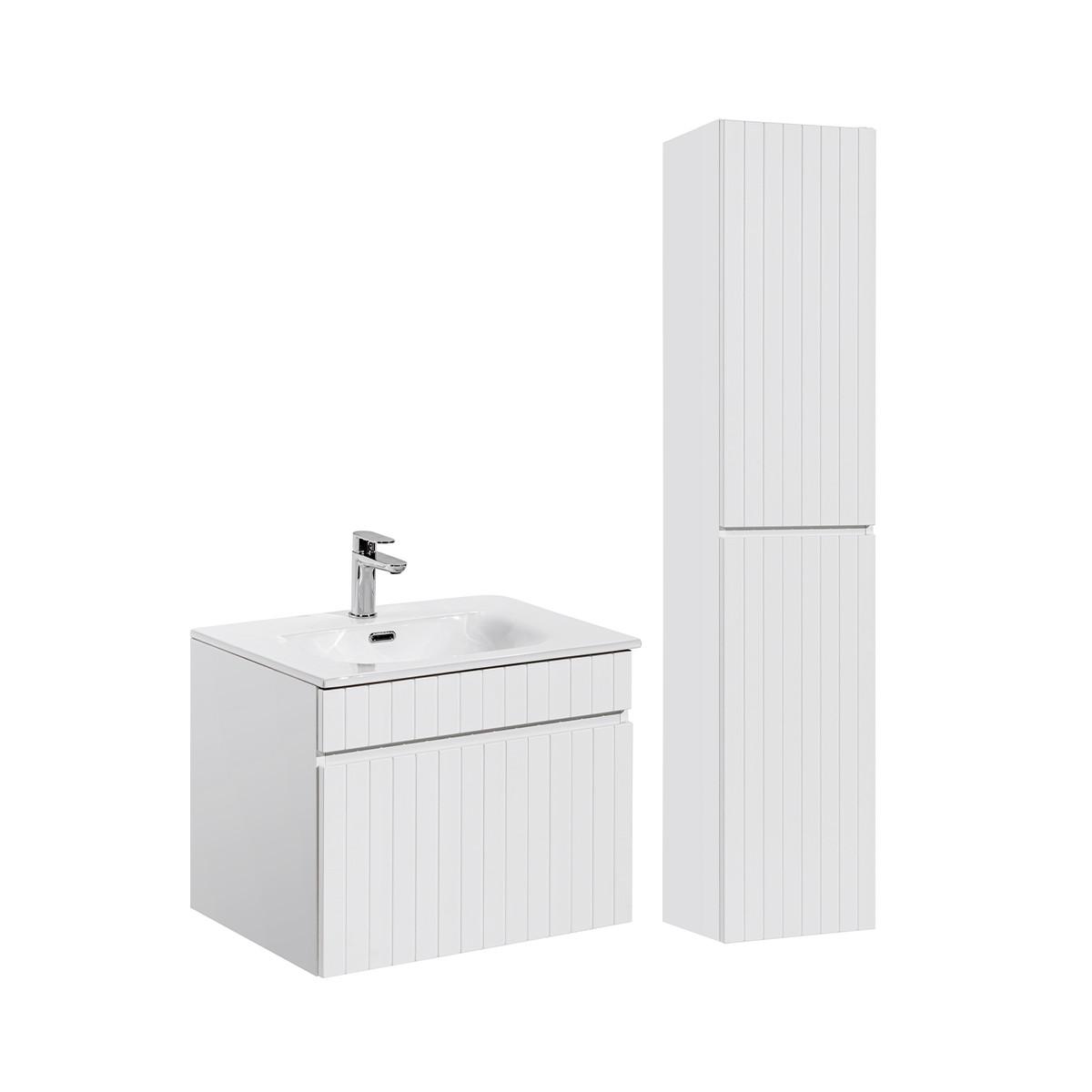 BADMÖBEL 60cm Zelie 2er-Set Weiß - Weiß, Holzwerkstoff (60/46/45cm) - Petits-meubles