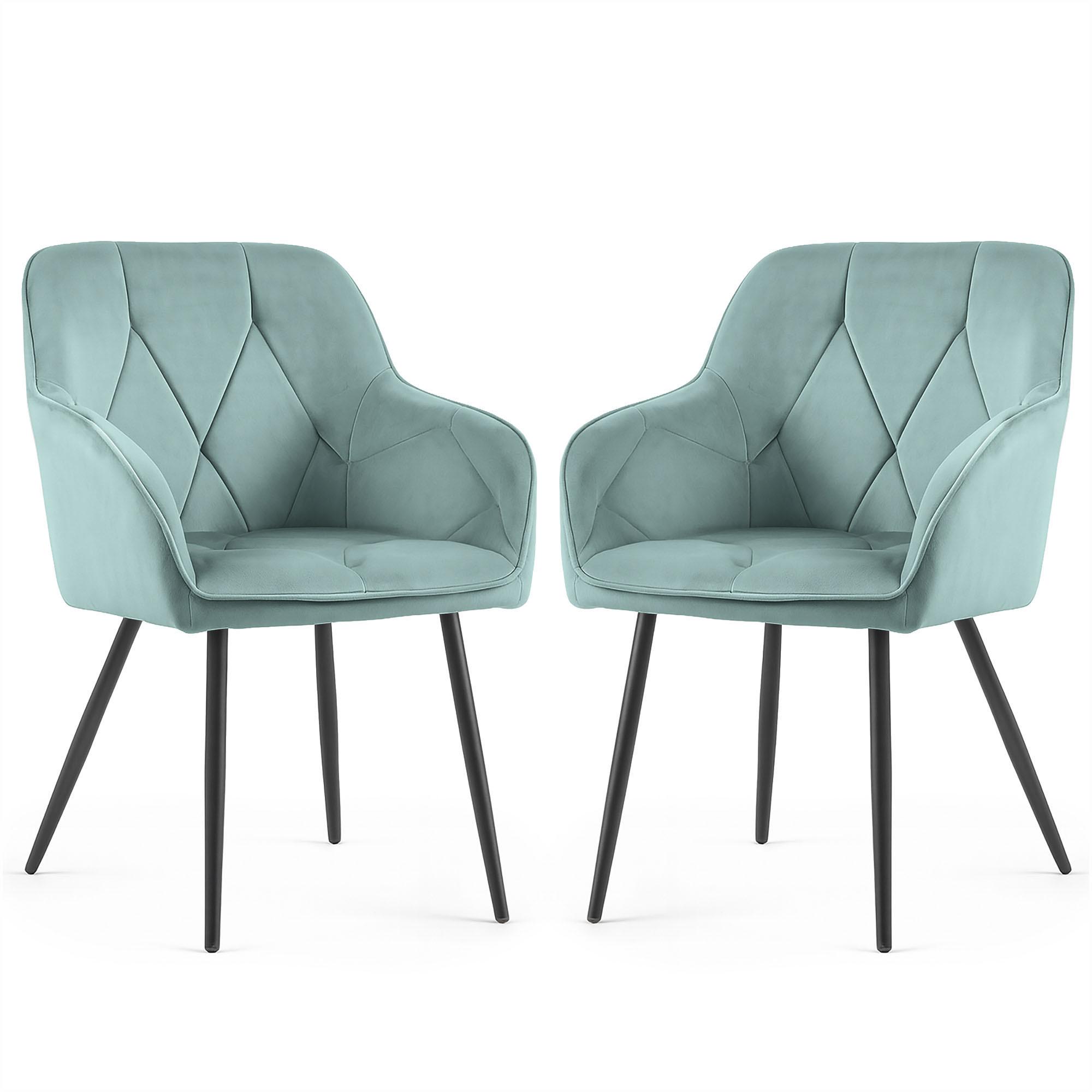 POLSTERSTUHL 2er Set, Metallbeine Türkis 54,5/82,5/58 - Türkis, Textil (55/83/50cm) - RAUMHIRSCH FURNITURE