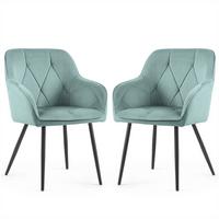 POLSTERSTUHL 2er Set, Metallbeine Türkis 54,5/82,5/58 - Türkis, Textil (55/83/50cm) - RAUMHIRSCH FURNITURE