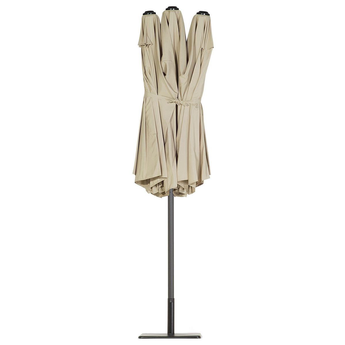 DOPPELSONNENSCHIRM taupe 270/460/247 cm Sibilla - Taupe, Textil (460/270cm) - Beliani