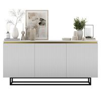 SIDEBOARD Selene 3D Weiß Matt mit metallrahmen Glamour 167 cm - Schwarz/Weiß, Holzwerkstoff/Metall (167/79/35cm) - Meble Lindner