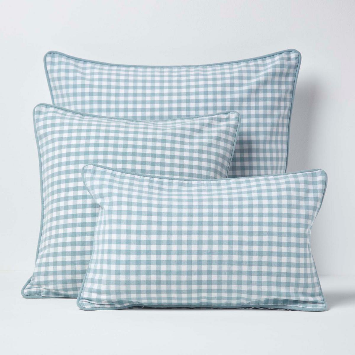 KISSENHÜLLE Vichy-Karo 60/60 cm, 100% Baumwolle - Blau, Textil (60/60cm) - Homescapes